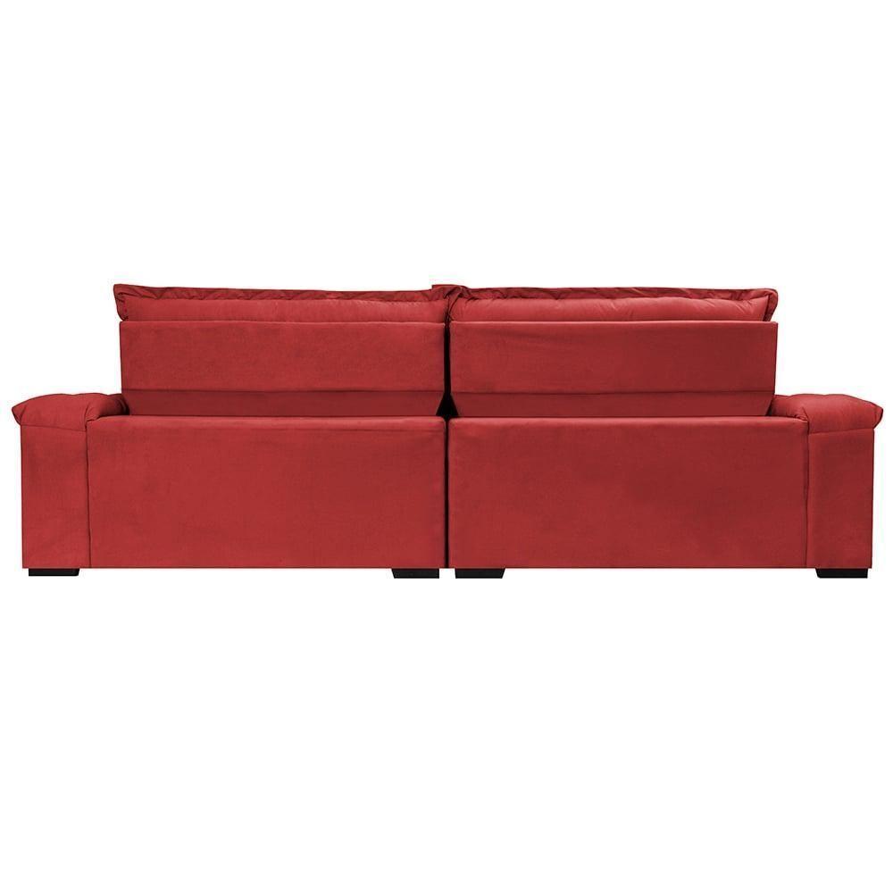 Sofá Retrátil E Reclinável 2,35m Molas Ensacadas Cama Inbox Big Space Com Bordado Velusoft Vermelho - 4