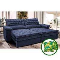 Sofá Retrátil E Reclinável 2,12m Molas Ensacadas Cama Inbox Alemanha De Viscoelástico Velusoft Azul - 1