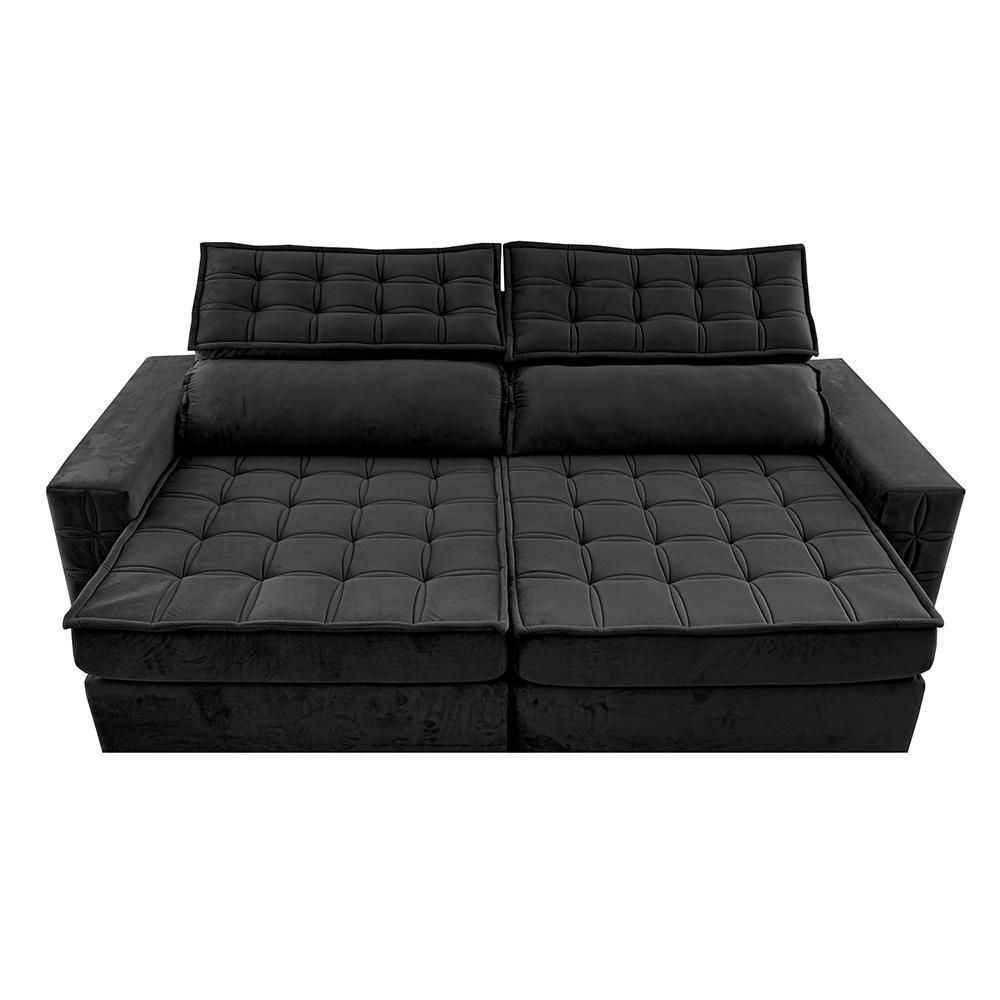 Sofá Retrátil E Reclinável 2,15M Cama Inbox Big Star Com Softgel D40 Velupluma Preto - 5