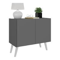 Mesa De Cabeceira Retrô 2 Portas Multimóveis Mp4133 Grafite/branca Grafite/branco - 1