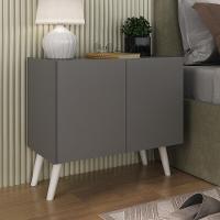 Mesa De Cabeceira Retrô 2 Portas Multimóveis Mp4133 Grafite/branca Grafite/branco - 2