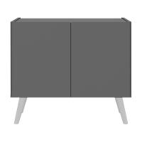 Mesa De Cabeceira Retrô 2 Portas Multimóveis Mp4133 Grafite/branca Grafite/branco - 5