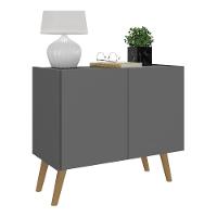 Mesa De Cabeceira Retrô 2 Portas Multimóveis Mp4133 Grafite/natural Grafite/natural - 1