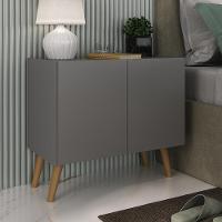 Mesa De Cabeceira Retrô 2 Portas Multimóveis Mp4133 Grafite/natural Grafite/natural - 3