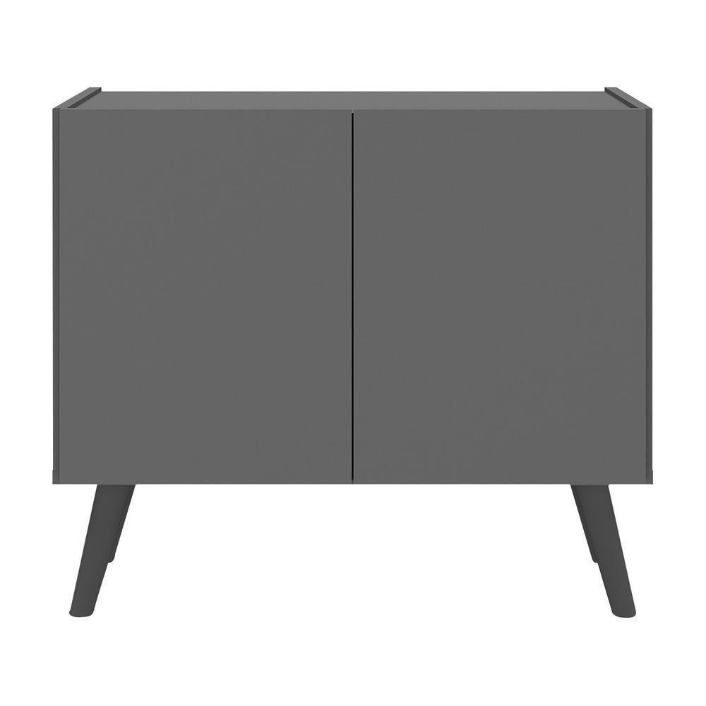 Mesa De Cabeceira Retrô 2 Portas Multimóveis Mp4133 Grafite/preta Grafite/preto - 5