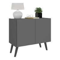 Mesa De Cabeceira Retrô 2 Portas Multimóveis Mp4133 Grafite/preta Grafite/preto - 1