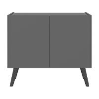 Mesa De Cabeceira Retrô 2 Portas Multimóveis Mp4133 Grafite/preta Grafite/preto - 5