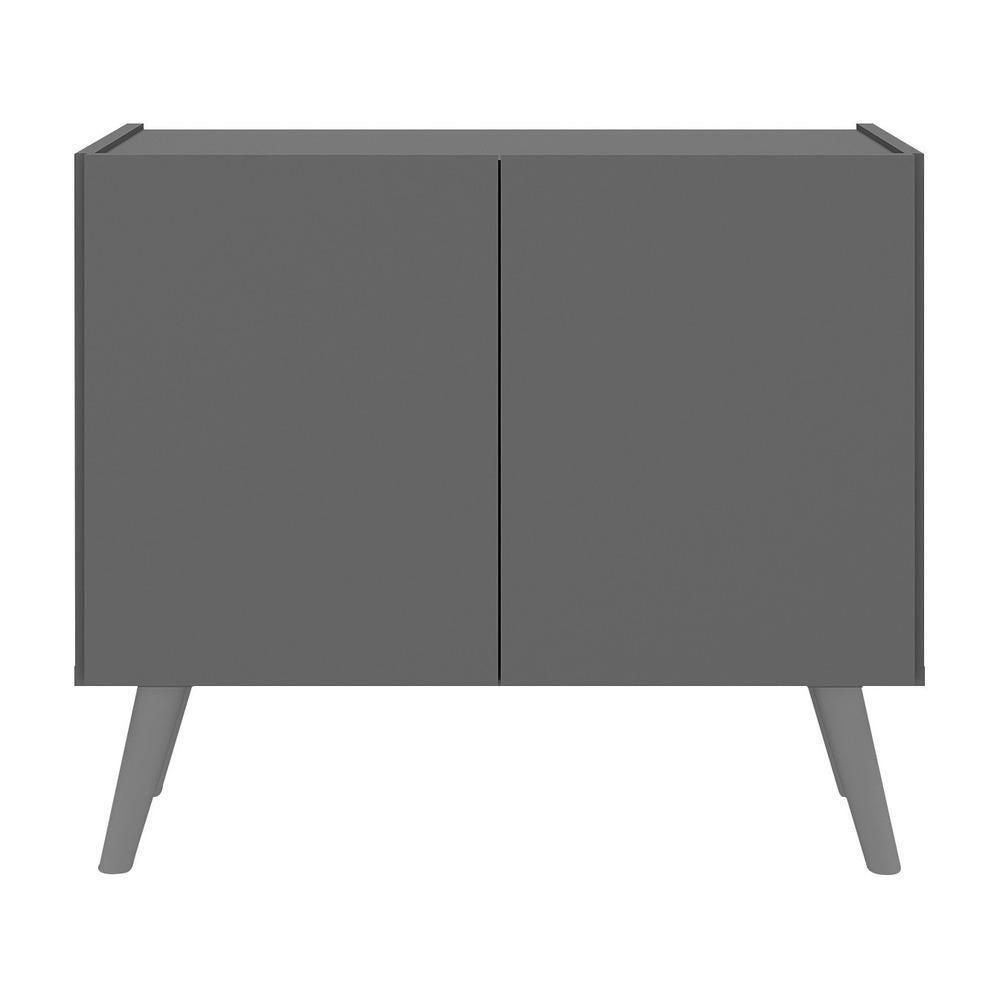 Mesa De Cabeceira Retrô 2 Portas Multimóveis Mp4133 Grafite/cinza Grafite/cinza - 5