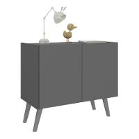 Mesa De Cabeceira Retrô 2 Portas Multimóveis Mp4133 Grafite/cinza Grafite/cinza - 1