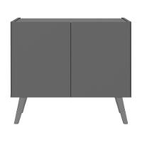 Mesa De Cabeceira Retrô 2 Portas Multimóveis Mp4133 Grafite/cinza Grafite/cinza - 5