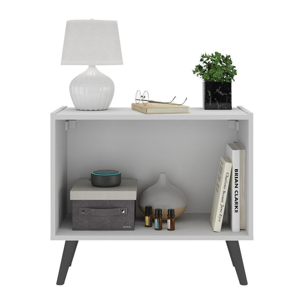 Mesa De Cabeceira Retrô 2 Portas Multimóveis Mp4133 Branca/preta Branco/preto - 4