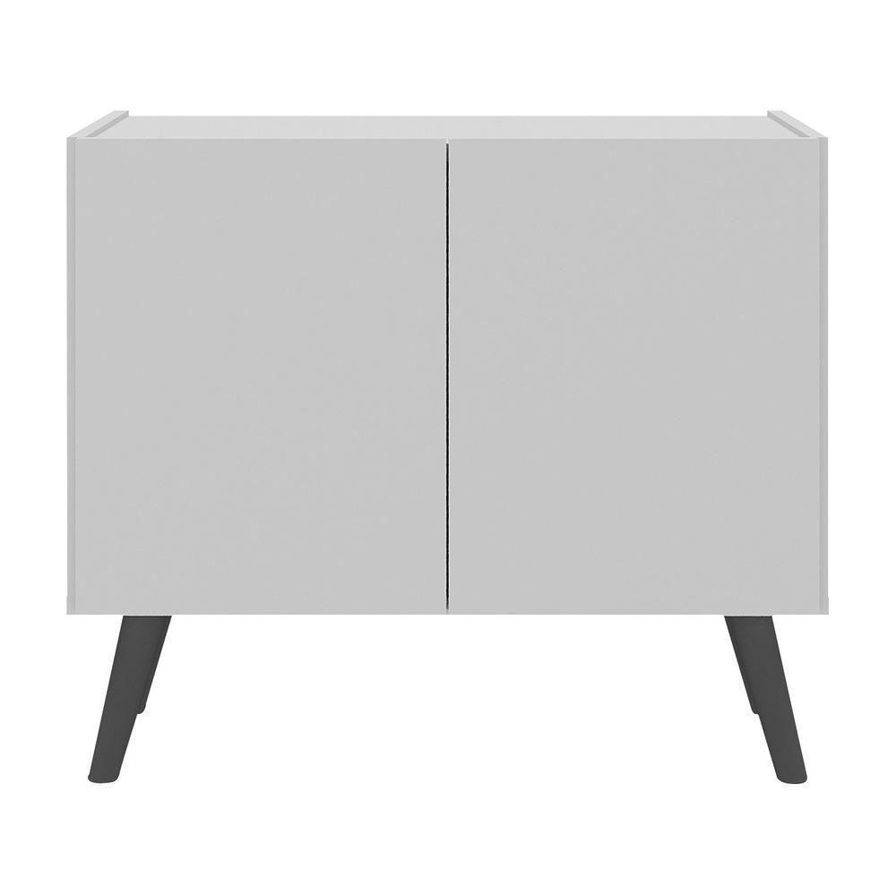 Mesa De Cabeceira Retrô 2 Portas Multimóveis Mp4133 Branca/preta Branco/preto - 5