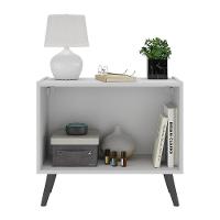 Mesa De Cabeceira Retrô 2 Portas Multimóveis Mp4133 Branca/preta Branco/preto