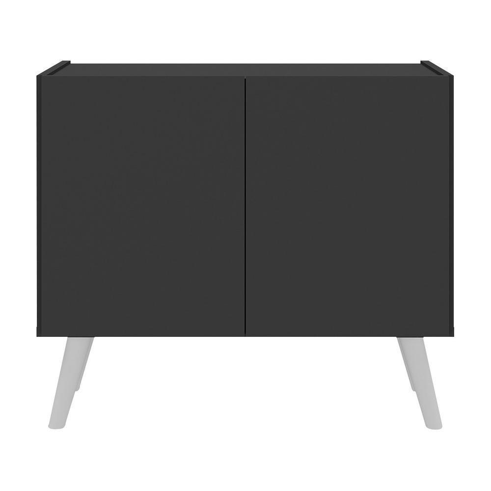 Mesa De Cabeceira Retrô 2 Portas Multimóveis Mp4133 Preta Preto - 5