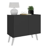 Mesa De Cabeceira Retrô 2 Portas Multimóveis Mp4133 Preta Preto - 1