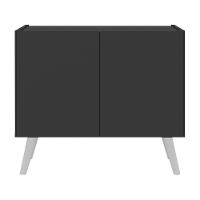 Mesa De Cabeceira Retrô 2 Portas Multimóveis Mp4133 Preta Preto - 5