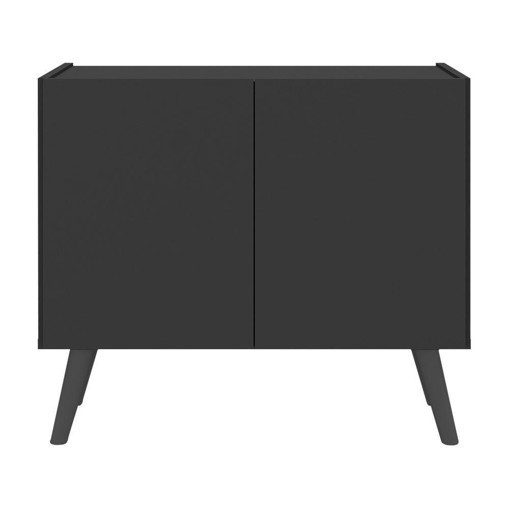 Mesa De Cabeceira Retrô 2 Portas Multimóveis Mp4133 Preta/branca Preto/branco - 5