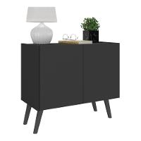 Mesa De Cabeceira Retrô 2 Portas Multimóveis Mp4133 Preta/branca Preto/branco - 1