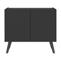 Mesa De Cabeceira Retrô 2 Portas Multimóveis Mp4133 Preta/branca Preto/branco - 5