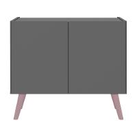 Mesa De Cabeceira Retrô 2 Portas Multimóveis Mp4133 Grafite/rosa Grafite/rosa - 5