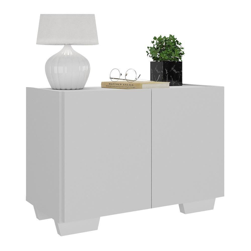 Mesa De Cabeceira Com Pés 2 Portas Multimóveis Mp4134 Branca Branco - 1