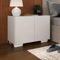 Mesa De Cabeceira Com Pés 2 Portas Multimóveis Mp4134 Branca Branco - 3