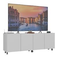 Rack Para Tv Até 50 Polegadas Com 4 Portas E Rodízios Multimóveis Mp1069 Branco Branco - 1