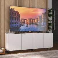 Rack Para Tv Até 50 Polegadas Com 4 Portas E Rodízios Multimóveis Mp1069 Branco Branco - 5