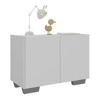 Mesa De Cabeceira Com Pés 2 Portas Multimóveis Mp4134 Branca/cinza Branco/cinza - 1