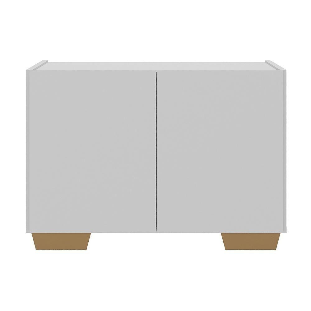 Mesa De Cabeceira Com Pés 2 Portas Multimóveis Mp4134 Branca/natural Branco/natural - 2
