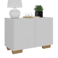 Mesa De Cabeceira Com Pés 2 Portas Multimóveis Mp4134 Branca/natural Branco/natural - 1