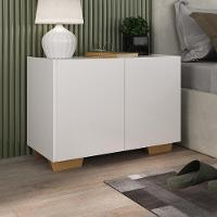 Mesa De Cabeceira Com Pés 2 Portas Multimóveis Mp4134 Branca/natural Branco/natural - 3