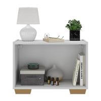Mesa De Cabeceira Com Pés 2 Portas Multimóveis Mp4134 Branca/natural Branco/natural