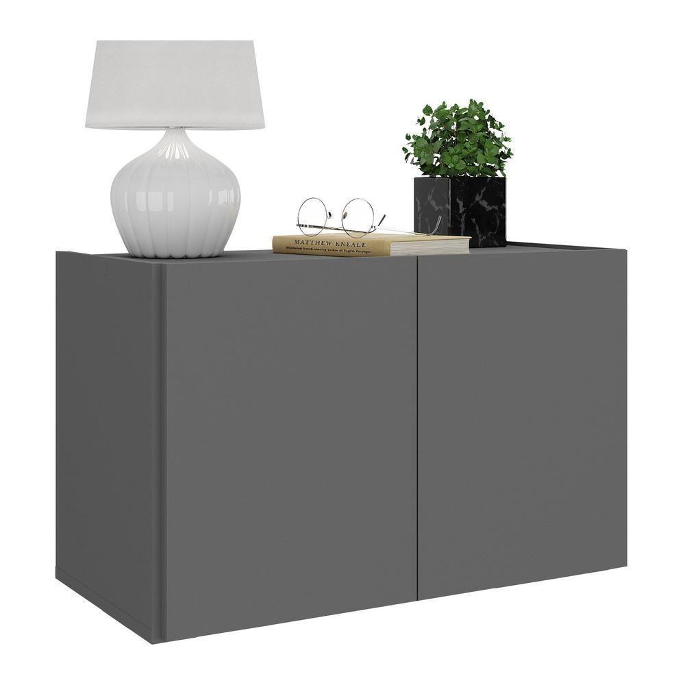 Mesa De Cabeceira 2 Portas Multimóveis Mp4130 Grafite Grafite - 1