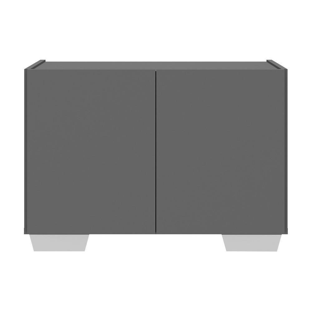 Mesa De Cabeceira Com Pés 2 Portas Multimóveis Mp4134 Grafite/branca Grafite/branco - 5