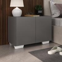 Mesa De Cabeceira Com Pés 2 Portas Multimóveis Mp4134 Grafite/branca Grafite/branco