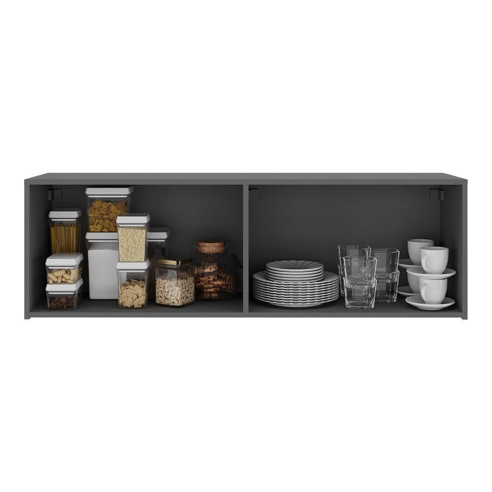 Armário De Cozinha Aéreo 4 Portas Multimóveis Mp2156 Grafite Grafite - 4
