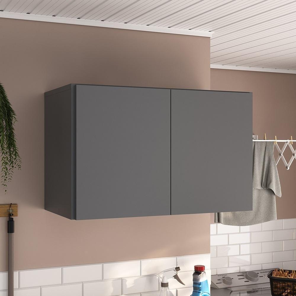 Armário De Lavanderia Aéreo Multiuso 2 Portas Multimóveis Mp5040 Grafite Grafite - 4