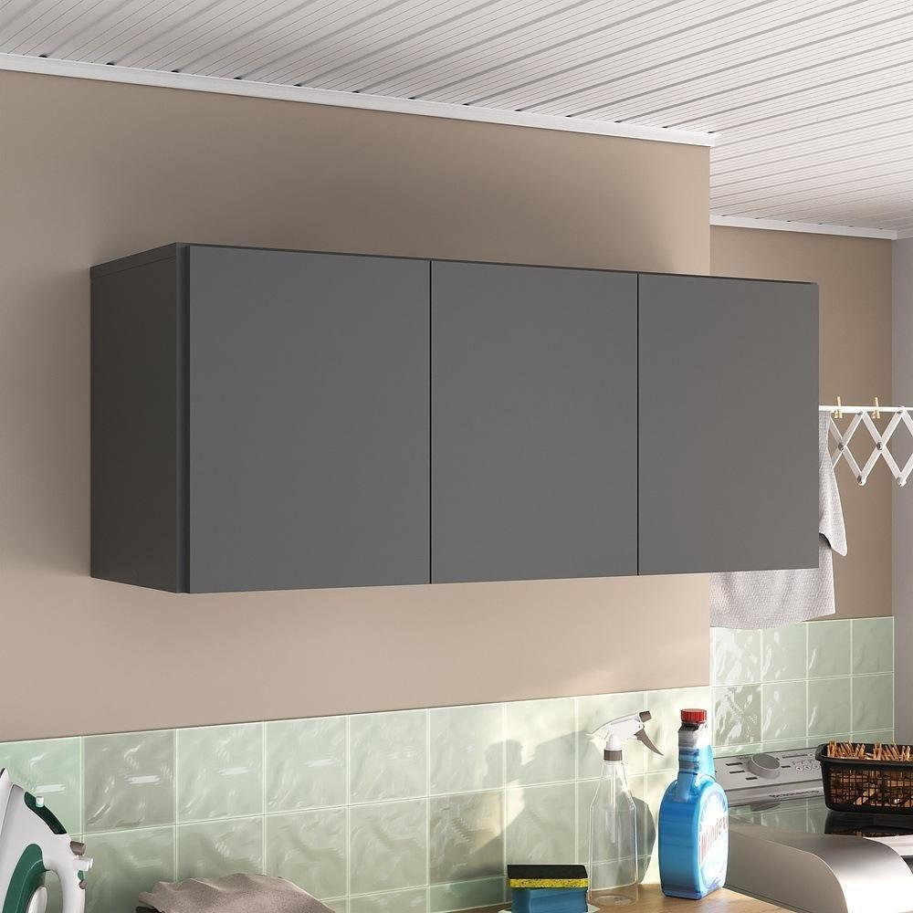 Armário De Lavanderia Aéreo Multiuso 3 Portas Multimóveis Mp5041 Grafite Grafite - 3