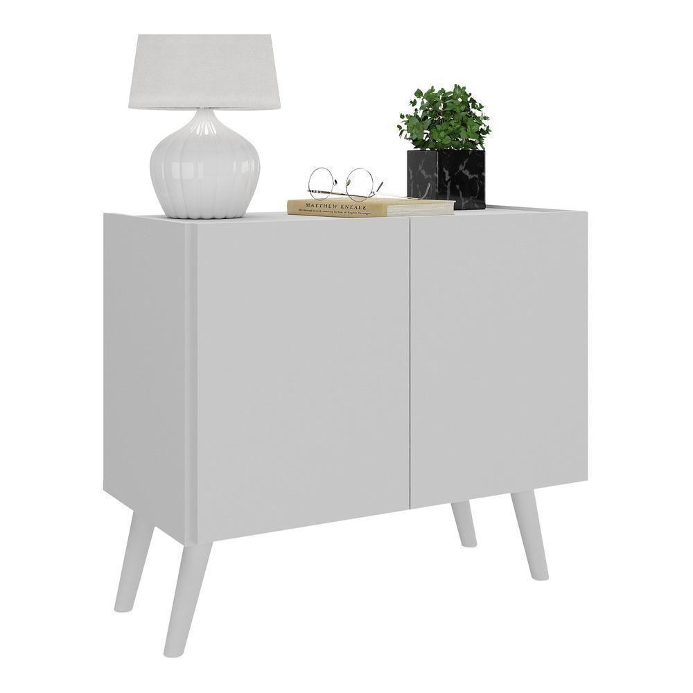 Mesa De Cabeceira Retrô 2 Portas Multimóveis Mp4133 Branca Branco - 1