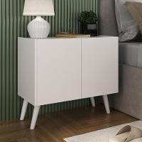 Mesa De Cabeceira Retrô 2 Portas Multimóveis Mp4133 Branca Branco - 3