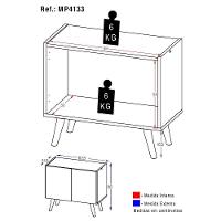 Mesa De Cabeceira Retrô 2 Portas Multimóveis Mp4133 Branca/cinza Branco/cinza
