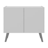 Mesa De Cabeceira Retrô 2 Portas Multimóveis Mp4133 Branca/cinza Branco/cinza - 5