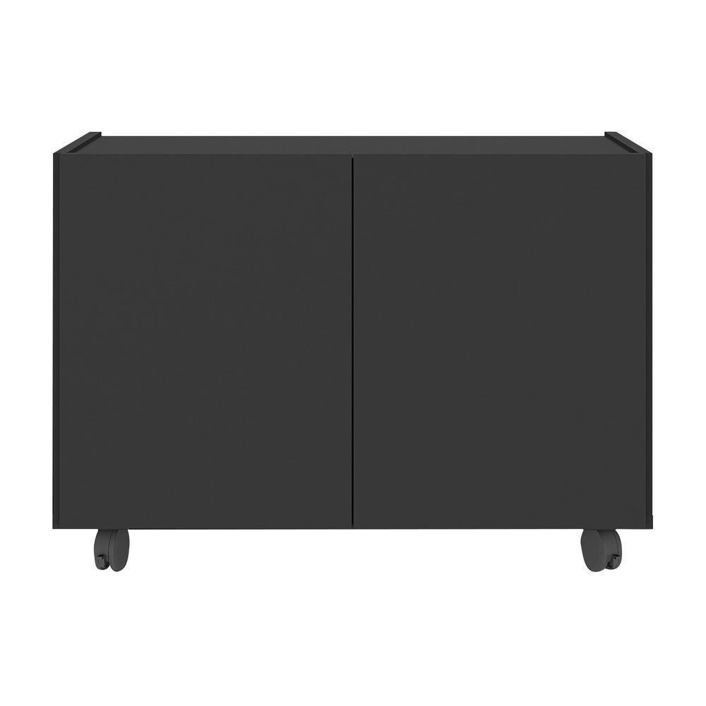 Mesa De Cabeceira Com Rodízios 2 Portas Multimóveis Mp4131 Preta Preto - 5