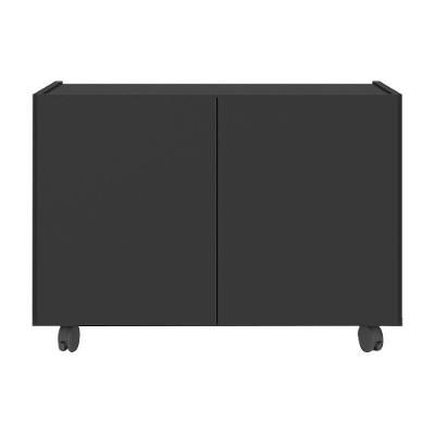 Mesa De Cabeceira Com Rodízios 2 Portas Multimóveis Mp4131 Preta Preto