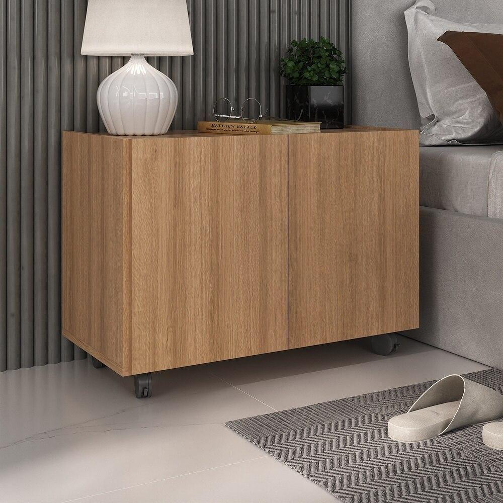 Mesa De Cabeceira Com Rodízios 2 Portas Multimóveis Mp4131 Rustic Rustic - 5