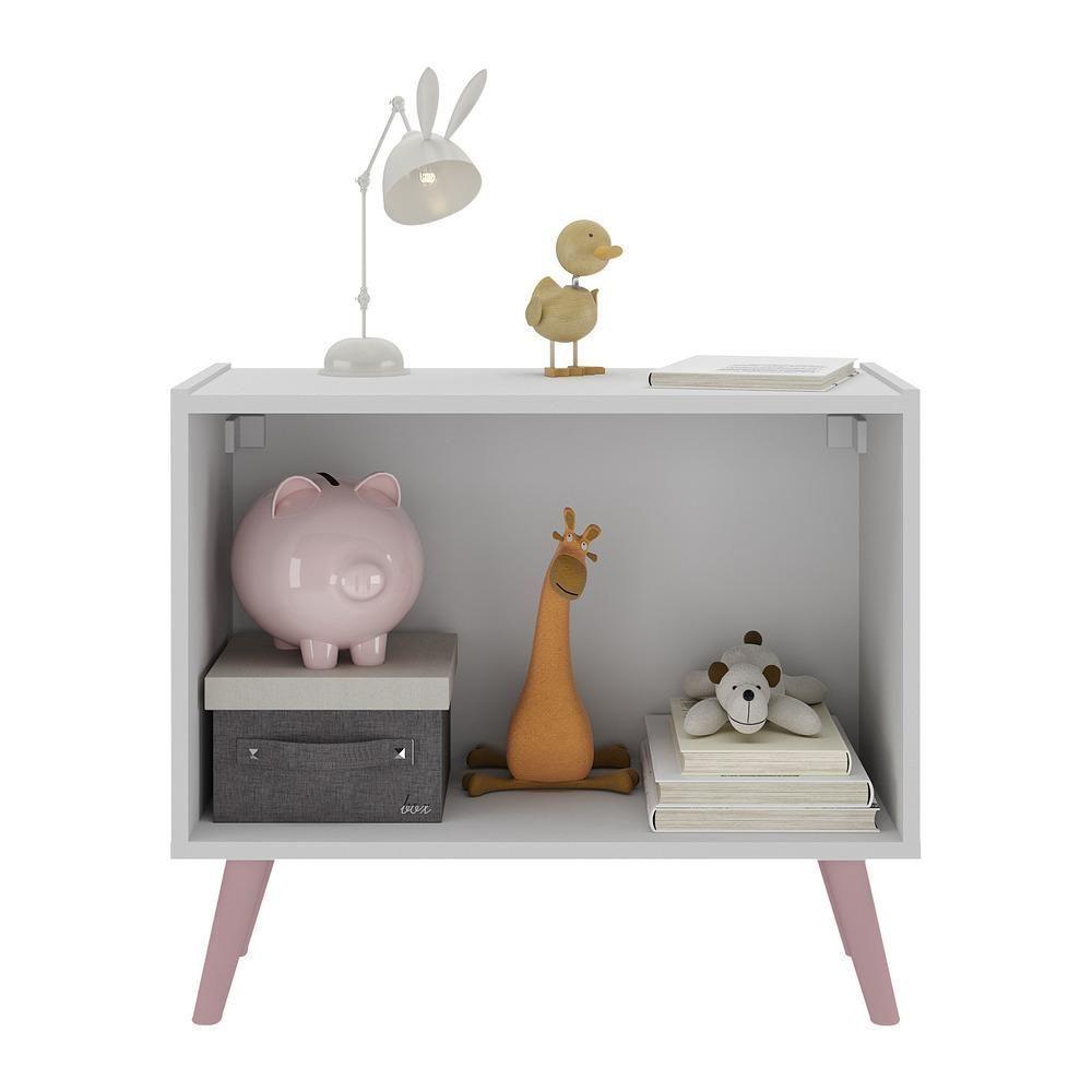 Mesa De Cabeceira Retrô 2 Portas Multimóveis Mp4133 Branca/rosa Branco/rosa - 4