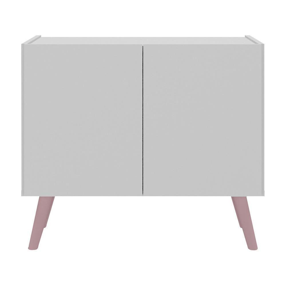 Mesa De Cabeceira Retrô 2 Portas Multimóveis Mp4133 Branca/rosa Branco/rosa - 5
