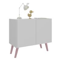 Mesa De Cabeceira Retrô 2 Portas Multimóveis Mp4133 Branca/rosa Branco/rosa - 1