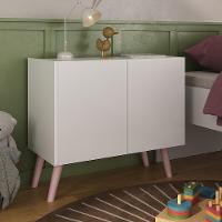 Mesa De Cabeceira Retrô 2 Portas Multimóveis Mp4133 Branca/rosa Branco/rosa - 2